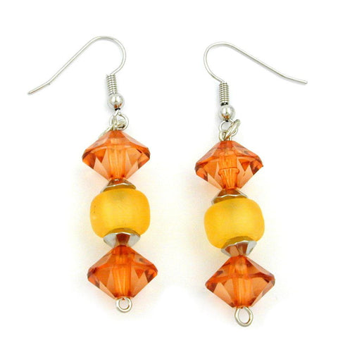 Hook Earrings Grinded Beads Topas Yellow