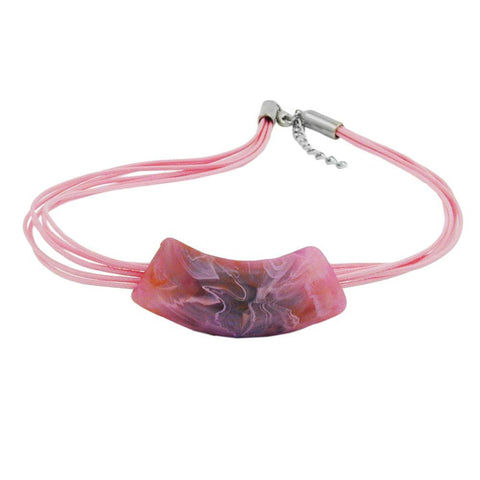 Necklace Tube Flat Curved Lilac-fuchsia 50cm