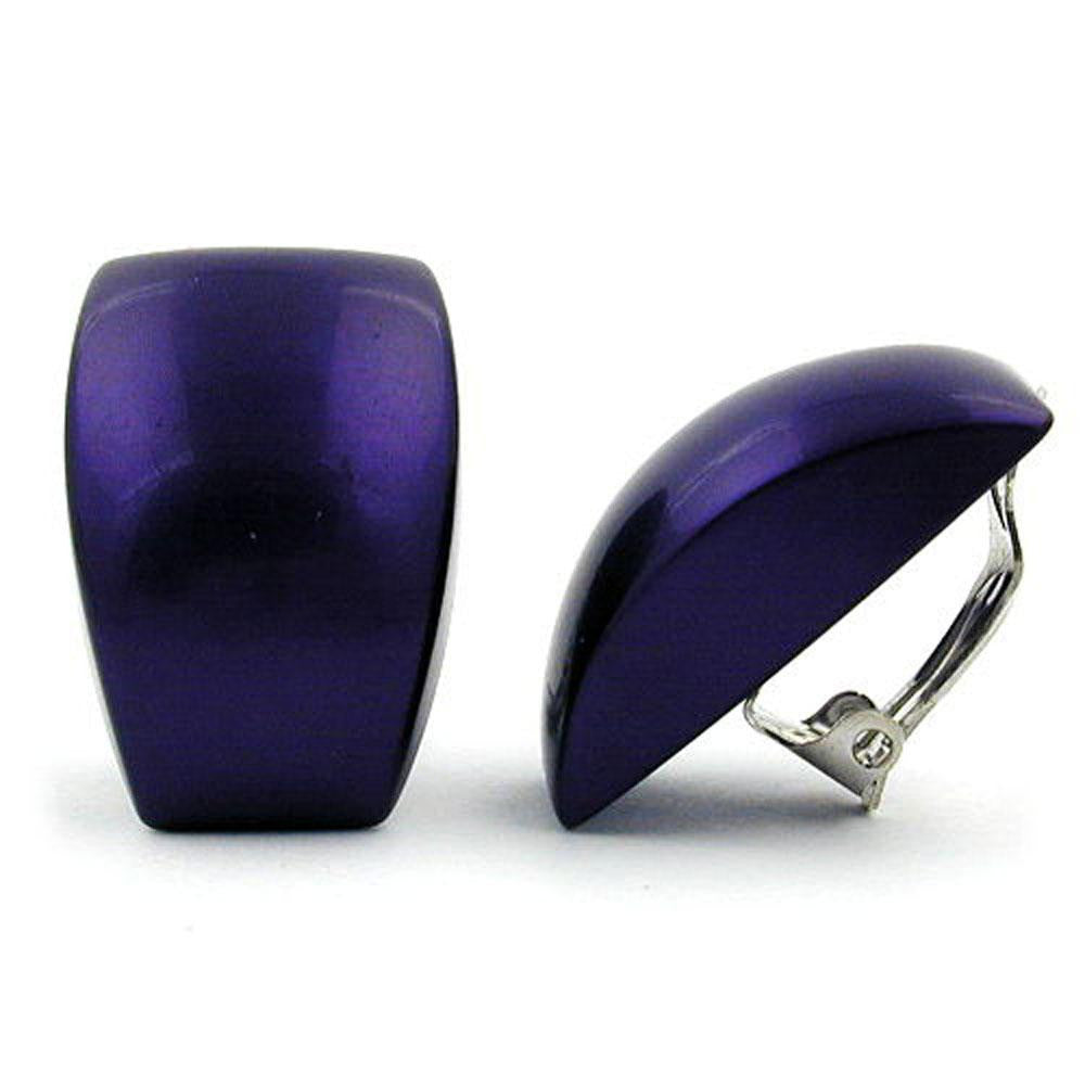 Clip-on Earring Trapezium Dark Purple Silky