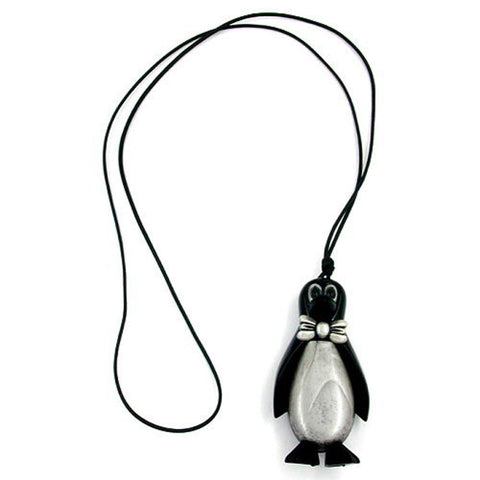 Necklace Penguin Black Antique-silver 90cm