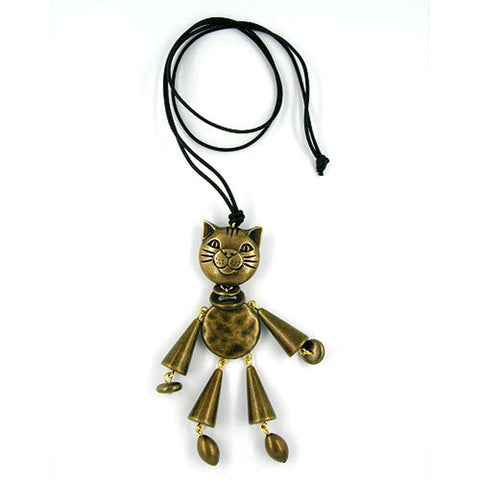 Necklace Cat Vintage Brass 90cm