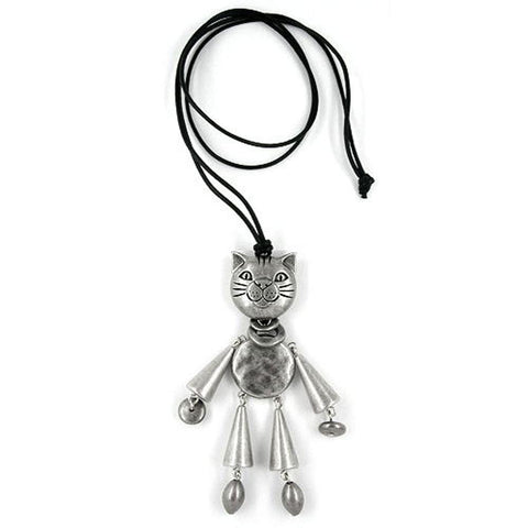 Necklace Cat Silver-antique 90cm