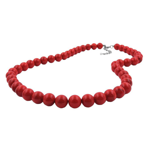 Necklace, Dark Red Marbled Beads 12mm, 40cm