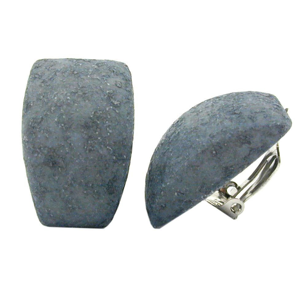 Clip-on Earring Trapezium Grey Black Rough Finish