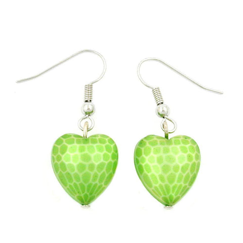 Hook Earrings Heart Green