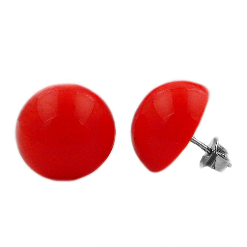 Stud Earrings Red Glossy 13mm