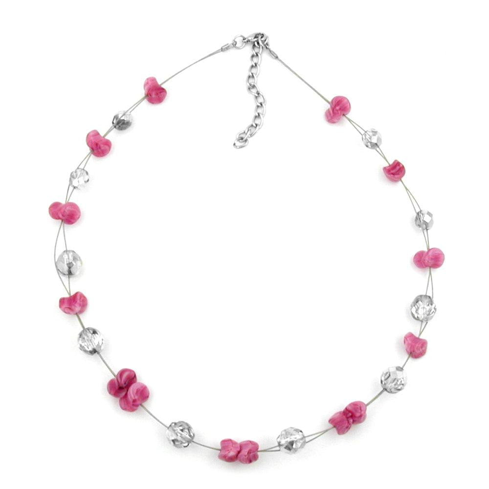 Necklace Antique-like Pink Silver-mirrored