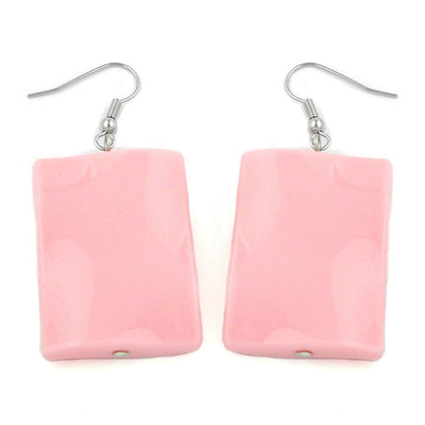 Hook Earrings Pillow Bead Pink