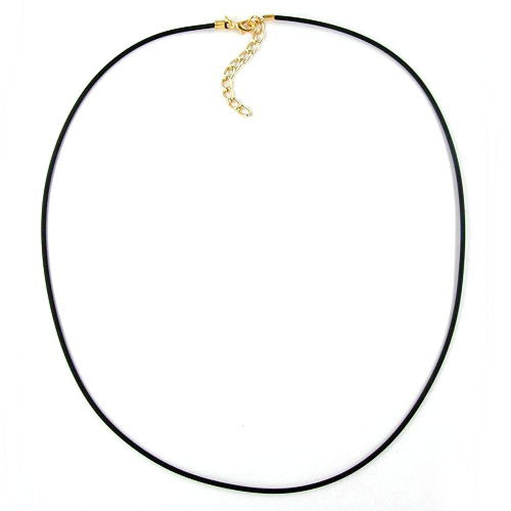 Necklace, 2mm, Rubber Band, Gold Plated Clasp, 40cm