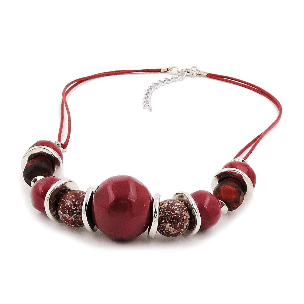Necklace Bordeaux- Red- Chrome Coloured Beads