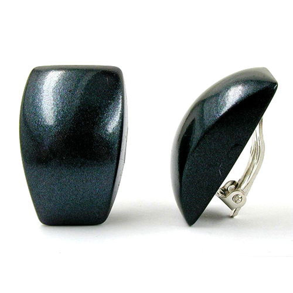 Clip-on Earring Trapezium Black Metallic