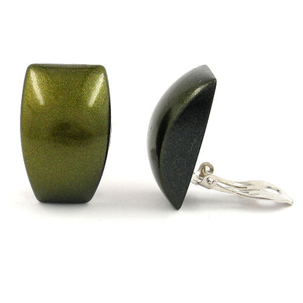 Clip-on Earring Trapezium Green Gold