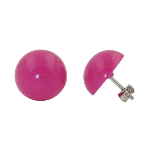 Stud Earrings Pink Rose 13mm