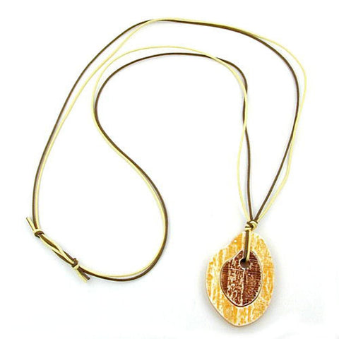 Necklace Tree Stem Pendant Brown- Yellow