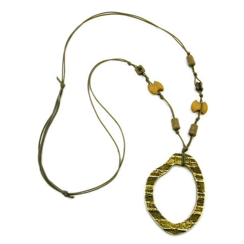 Necklace Dark Green-olive Large Ring Pendant