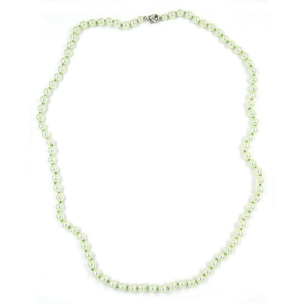 Necklace Glass Beads Light Green 60cm