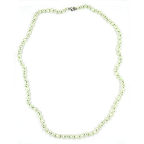 Necklace Glass Beads Light Green 60cm