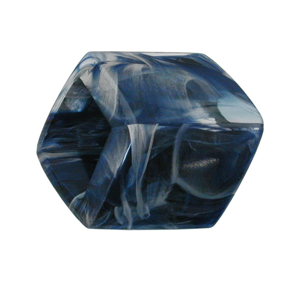 Scarf Bead Slanted Blue Marbled Glossy