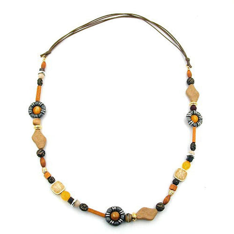 Necklace Orange- Light Brown- Ochre