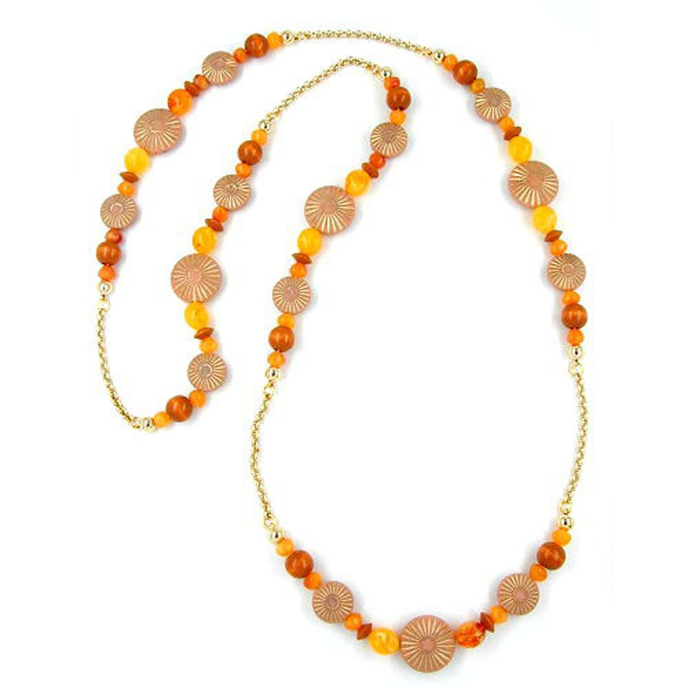 Necklace Terra-ochre Orange 100cm