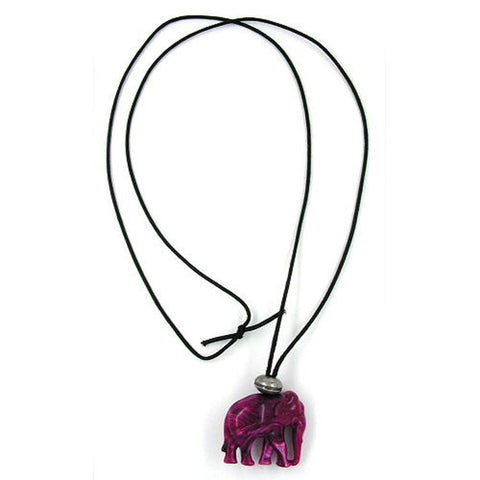 Necklace Elephant Purple Marbled