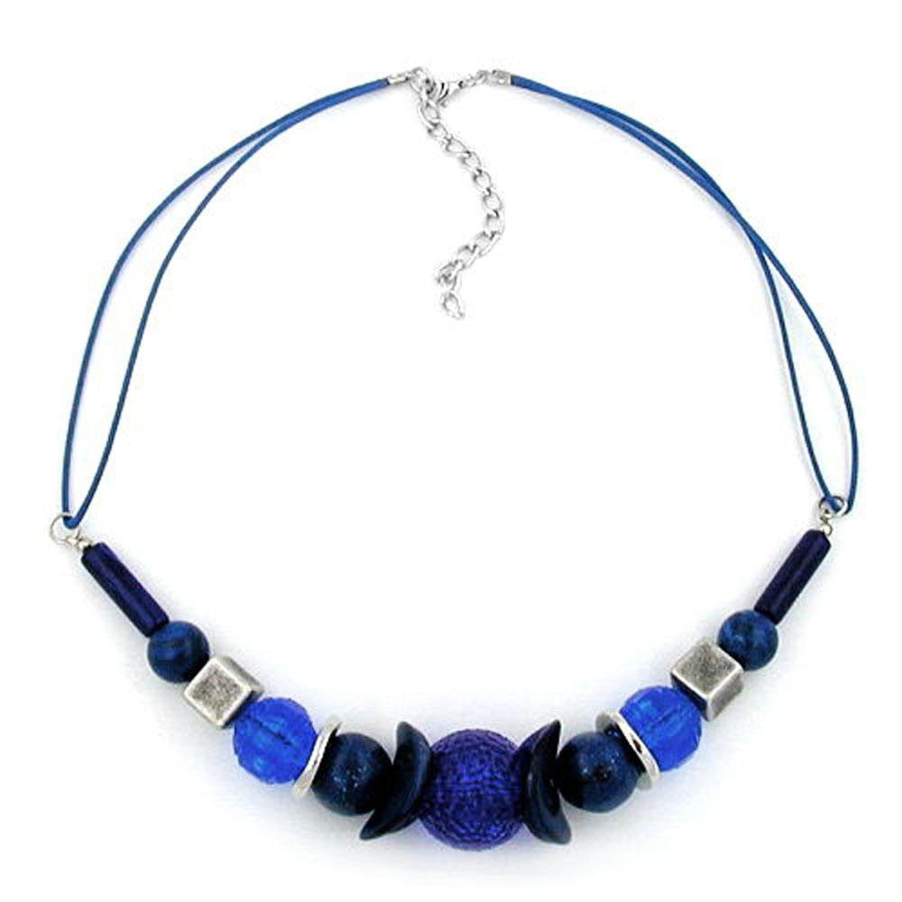 Necklace Honeycomb Bead Blue- Silver-coloured Beads