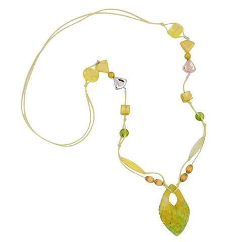 Necklace Beads And 2-fold Cord Yellow