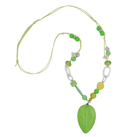 Necklace Green-antique-silver Beads