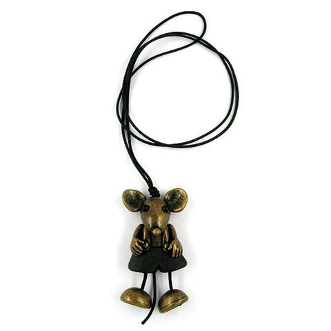 Necklace Mouse Black-brass 90cm