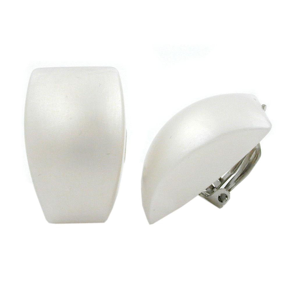 Clip-on Earring Trapezium Pearly White