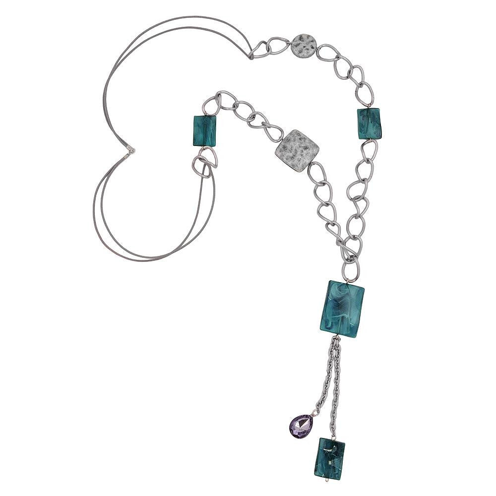 Necklace Curb Chain Different Beads Turquoise