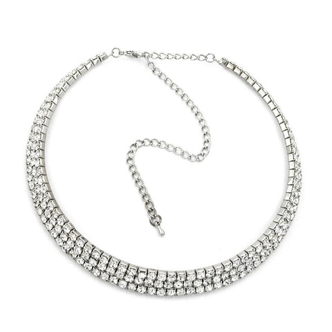 Necklace Rhinestones Rhodium Plated