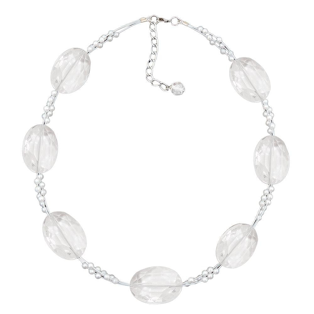 Necklace Large Faceted Plastic Beads Transparent Tiny Beads Pearly White