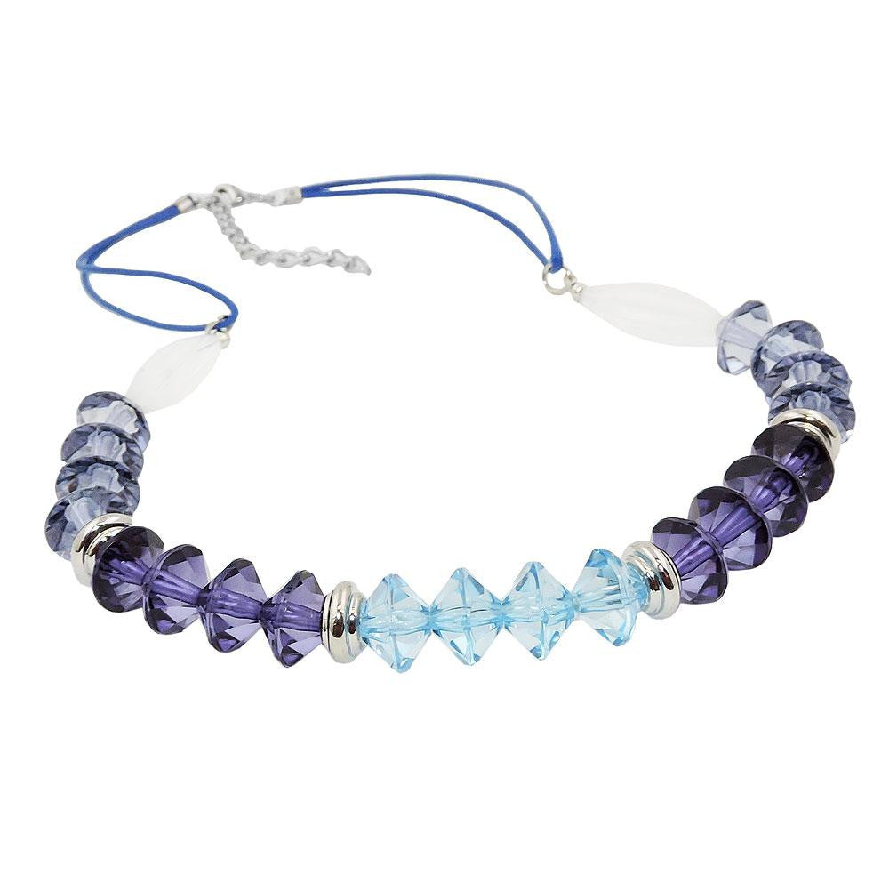 Necklace Faceted Beads Blue Silver Coloured Beads