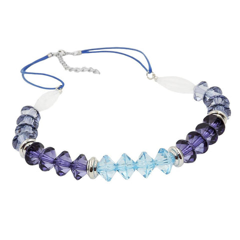 Necklace Faceted Beads Blue Silver Coloured Beads