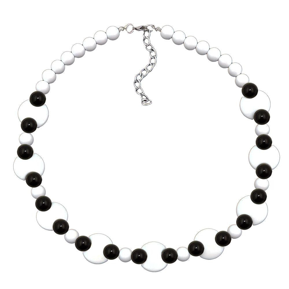 Necklace Various Beads Black And White Shiny