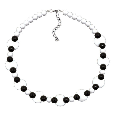 Necklace Various Beads Black And White Shiny