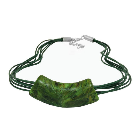 Necklace Tube Flat Curved Green 50cm