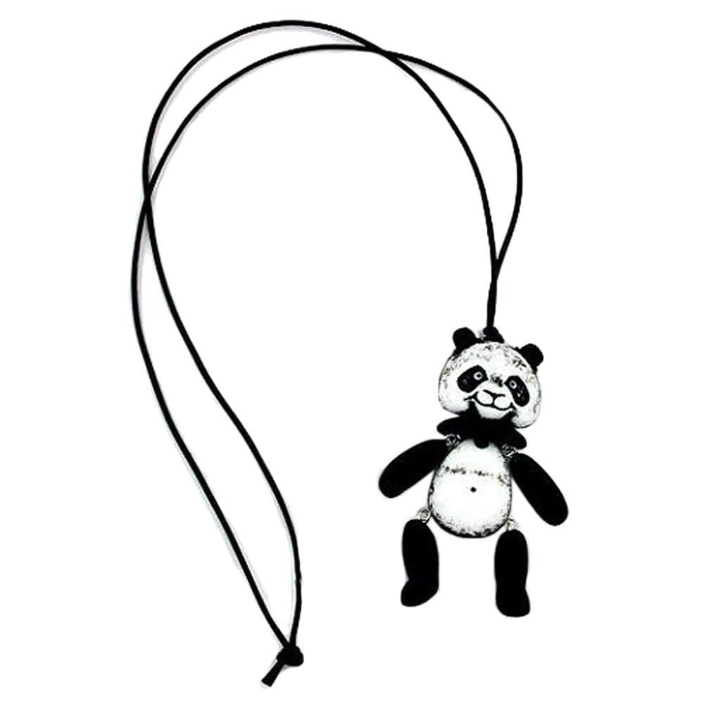 Necklace Black-white Panda Black Cord 90cm