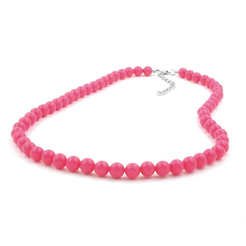 Necklace, Beads Rose-pink 8mm, 40cm