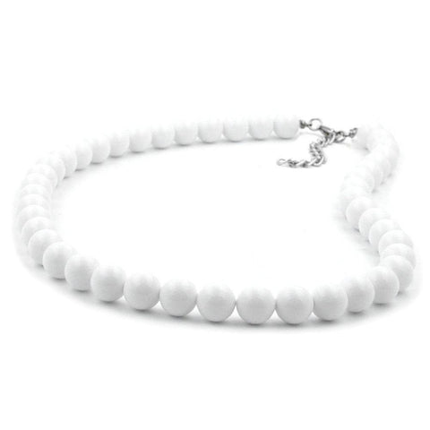 Necklace, Beads 8mm, White, 40cm