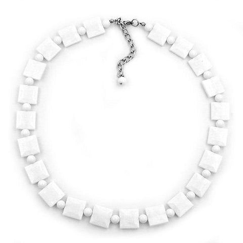 Necklace Tetragonal Beads White