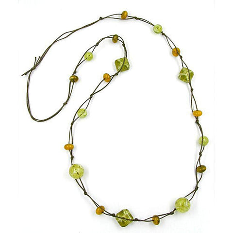 Necklace Beads Olive-crash 110cm