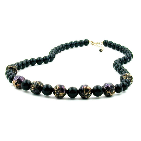 Necklace Baroque Beads Black- Lilac