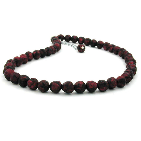 Necklace Baroque Beads 8mm Red-black 45cm