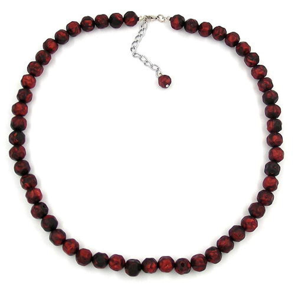 Necklace Baroque Beads 10mm Red-black Marbled