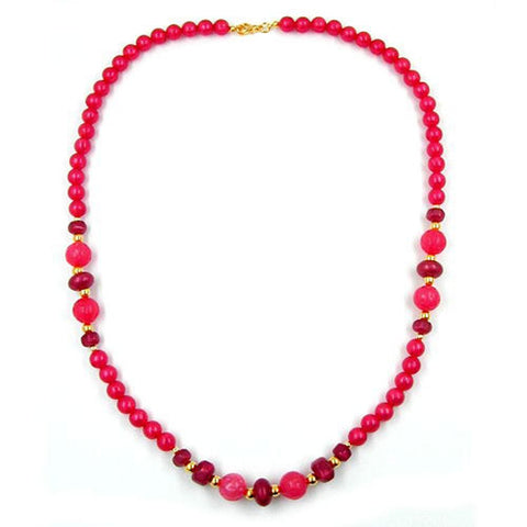 Necklace Beads Raspberry Red