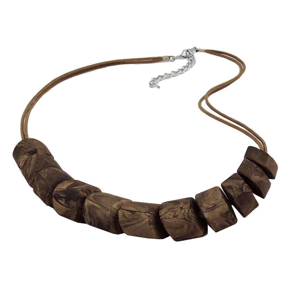 Necklace Slanted Bead Brown Marbled