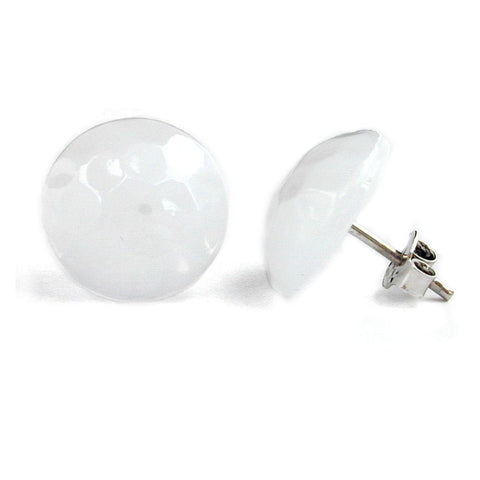 Stud Earrings Hammered White Cream