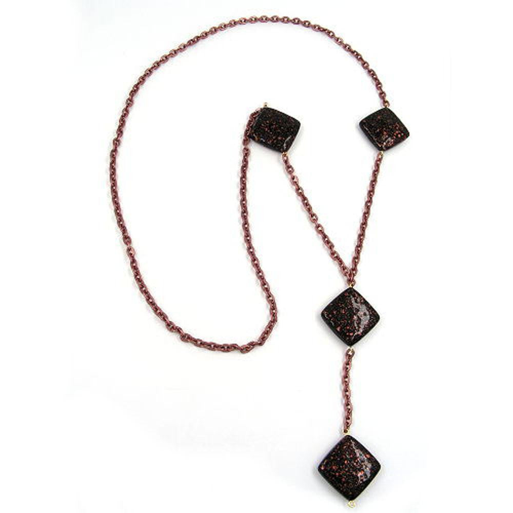 Necklace Square Black-copper-tone 100cm